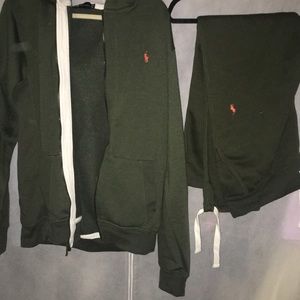 olive green polo sweat suit